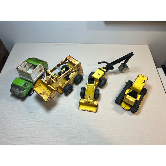 Vintage Tonks & Nylint Work Trucks Garbage,Steel Skid,Front-End Loader,Bulldozer - Picture 1 of 16
